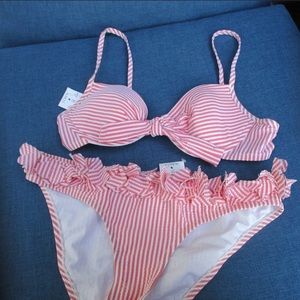 Coral seersucker jcrew bikini